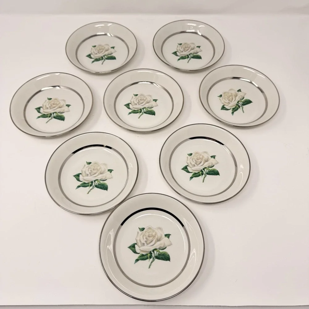 🇺🇸 Governor's Mansion Vogue Ceramic Industries Rose Plates 5.4